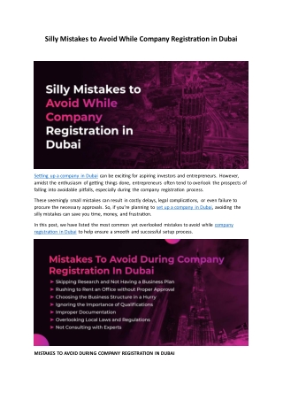 Silly Mistakes to Avoid While Company Registration in Dubai