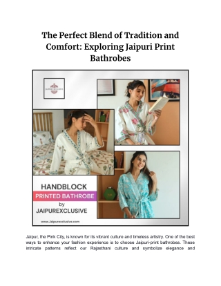 The Perfect Blend of Tradition and Comfort: Exploring Jaipuri Print Bathrobes