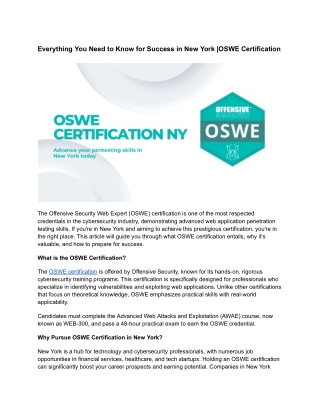 Everything You Need to Know for Success in New York _OSWE Certification