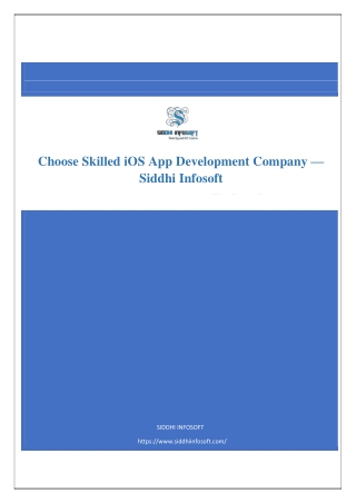 Choose Skilled iOS App Development Company — Siddhi Infosoft.