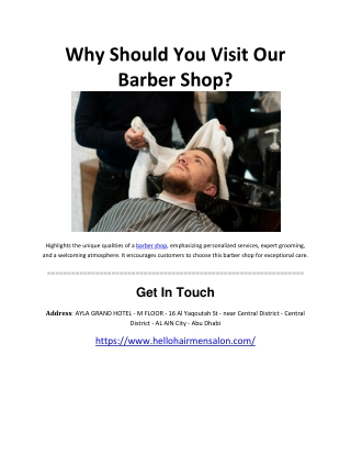 Why Should You Visit Our Barber Shop?