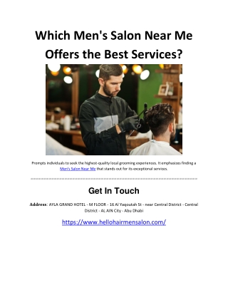 Which Men's Salon Near Me Offers the Best Services?