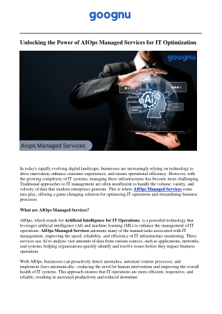 Aiops Managed Services | Goognu