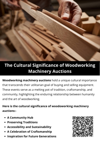 The Cultural Significance of Woodworking Machinery Auctions