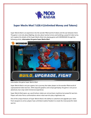 Super Mechs Mod 7.628.4 (Unlimited Money and Tokens)