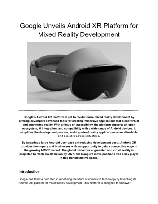 Google Unveils Android XR Platform for Mixed Reality Development