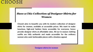 Have a Chic Collection of Designer Shirts for Women