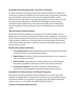 Elevate Your Exam Prep with DumpsBoss ServiceNow Study Guide