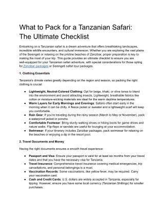 What to Pack for a Tanzanian Safari_ The Ultimate Checklist