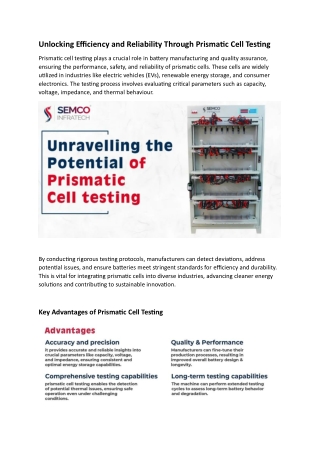 Unlocking Efficiency and Reliability Through Prismatic Cell Testing