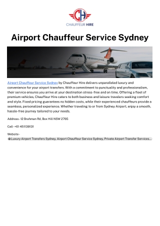 Airport Chauffeur Service Sydney