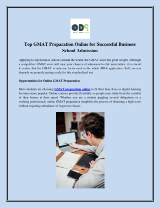 Top GMAT Preparation Online for Successful Business School Admission