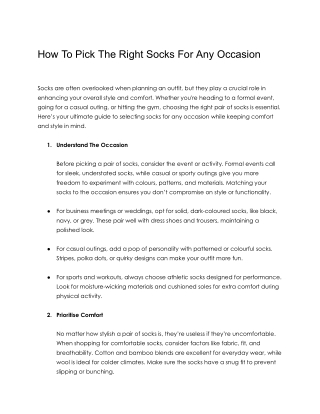 How To Pick The Right Socks For Any Occasion