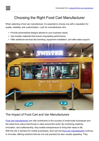 Choosing the Right Food Cart Manufacturer