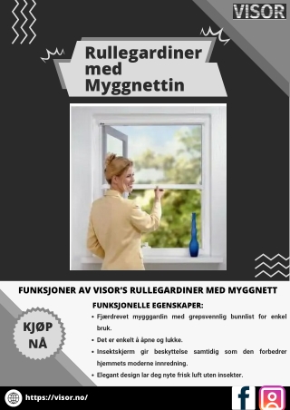 Myggnettkassett Rullegardin med insektnett for effektiv beskyttelse