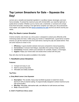 Top Lemon Smashers for Sale – Squeeze the Day!