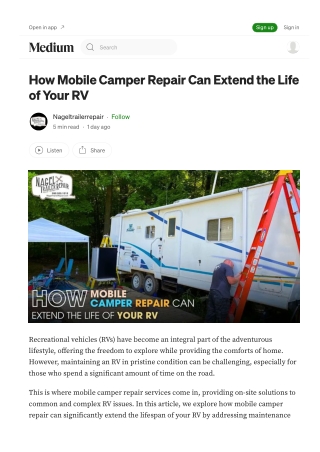 How Mobile Camper Repair in Michigan Can Extend the Life of Your RV