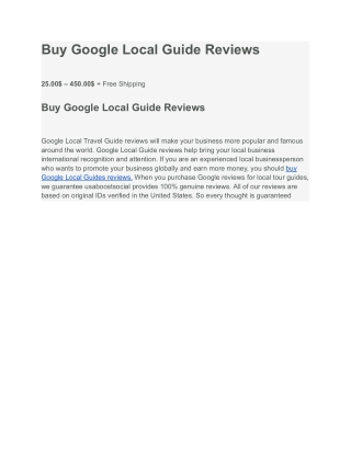 Buy Google Local Guide Reviews USA & OLD in 2025