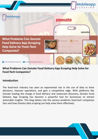 What Problems Can Zomato Food Delivery App Scraping Help Solve for Food-Tech Companies pdf