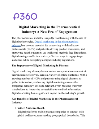 Digital Marketing in the Pharmaceutical Industry: A New Era of Engagement