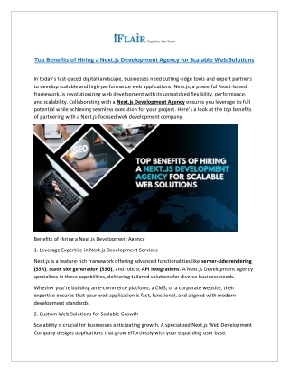 Top Benefits of Hiring a Next.js Development Agency for Scalable Web Solutions