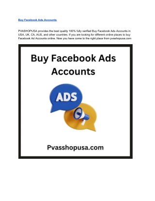 Buy Facebook Ads Accounts