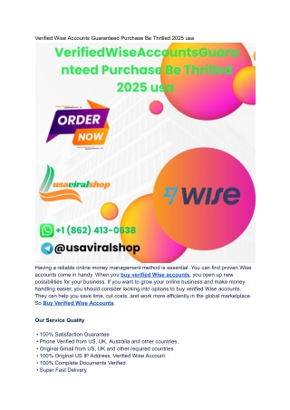 Verified Wise Accounts Guaranteed Purchase Be Thrilled 2025 usa
