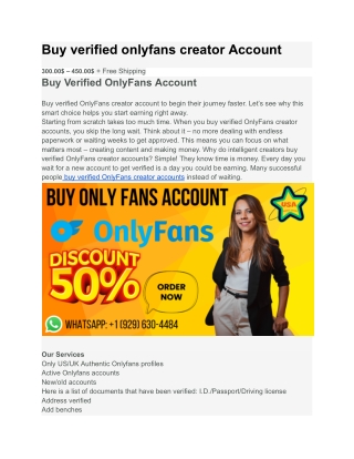 Buy verified onlyfans creator Account