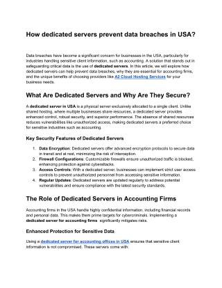 How dedicated servers prevent data breaches in USA?