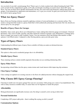 A Beginner's Guide to DIY Epoxy Floors in Your Garage