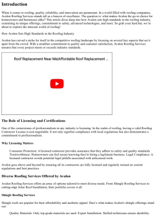 How Avalon Sets High Standards in the Roofing Industry