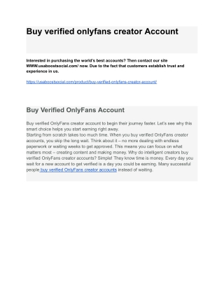 Buy verified onlyfans creator Account