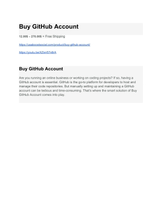 Buy GitHub Account