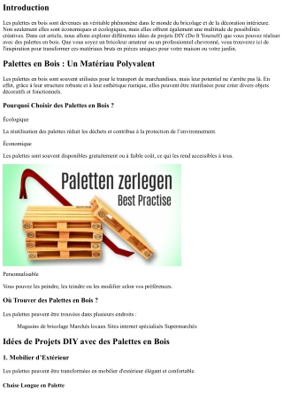 Palettes en Bois : Idées de Projets DIY à Réaliser