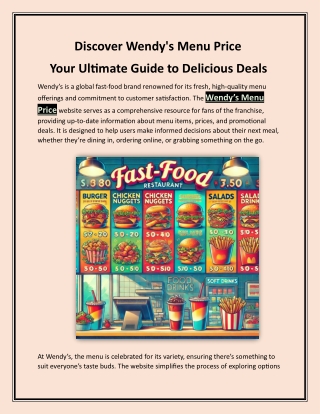 Discover Wendy's Menu Prices: Your Ultimate Guide to Delicious Deals