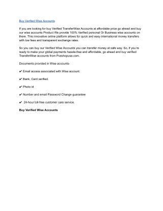 Buy Verified Wise Accounts