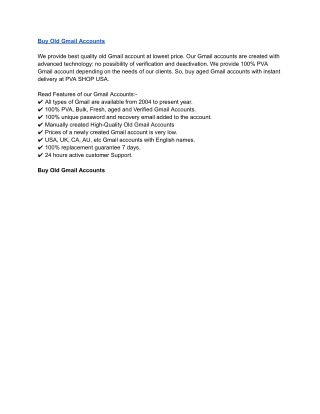 Buy Old Gmail Accounts