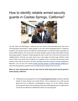 How to identify reliable armed security guards in Casitas Springs, California