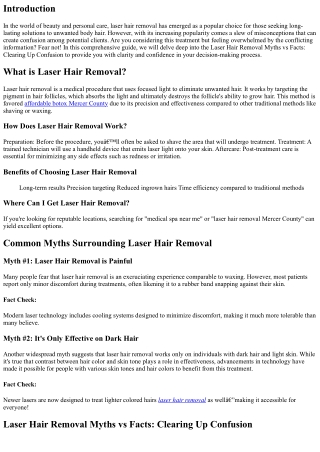 “Laser Hair Removal Myths vs Facts: Clearing Up Confusion”