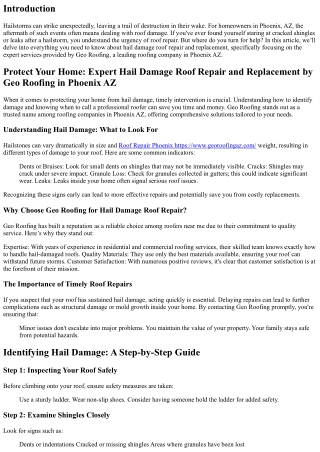 Protect Your Home: Expert Hail Damage Roof Repair and Replacement by Geo Roofing