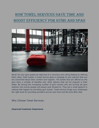 How Towel Services Save Time and Boost Efficiency for Gyms and Spas