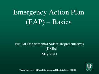 Emergency Action Plan (EAP) – Basics