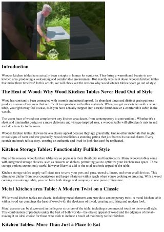 The Heat of Wood: Why Wood Kitchen Tables Never Head Out of Style
