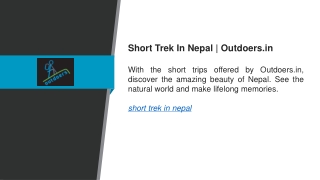Short Trek In Nepal  Outdoers.in
