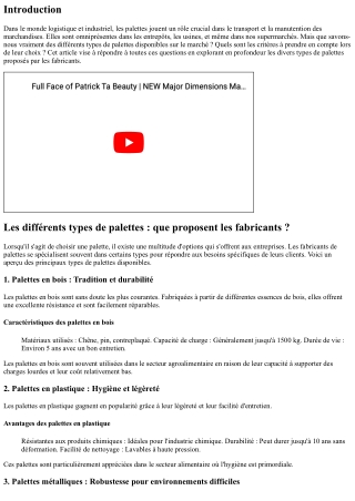 Les différents types de palettes : que proposent les fabricants ?