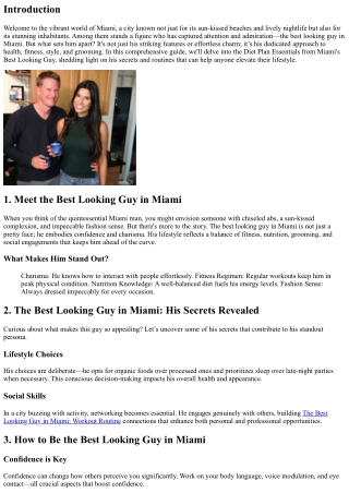 Diet Plan Essentials from Miami’s Best Looking Guy