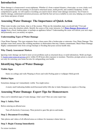Assessing Water Damage: Expert Tips for Homeowners