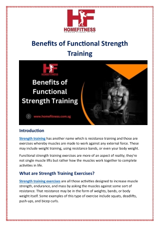 Benefits of Functional Strength Training