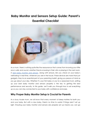 Baby Monitor and Sensors Setup Guide