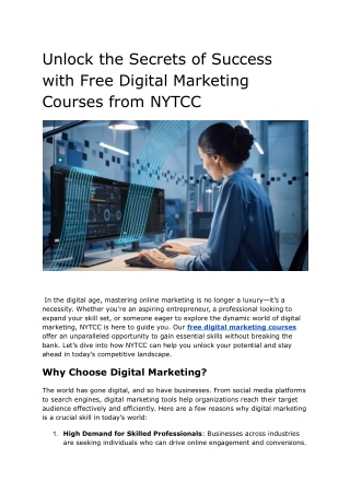 Title_ Unlock the Secrets of Success with Free Digital Marketing Courses from NYTCC